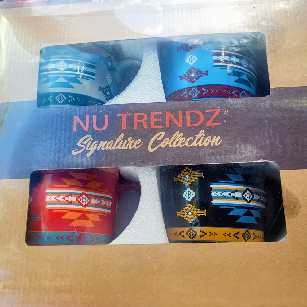 BNIB 4 Native American/Indigenous Tribal designed Ceramic Coffee mugs
